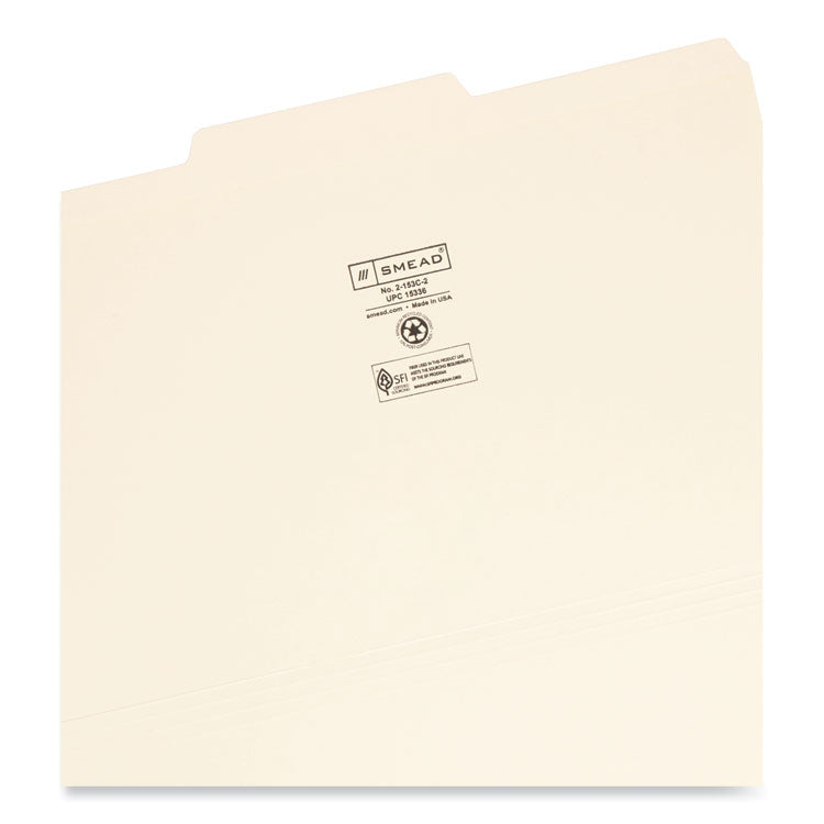 Reinforced Tab Manila File Folders, 1/3-Cut Tabs: Center Position, Legal Size, 0.75" Expansion, 11-pt Manila, 100/Box