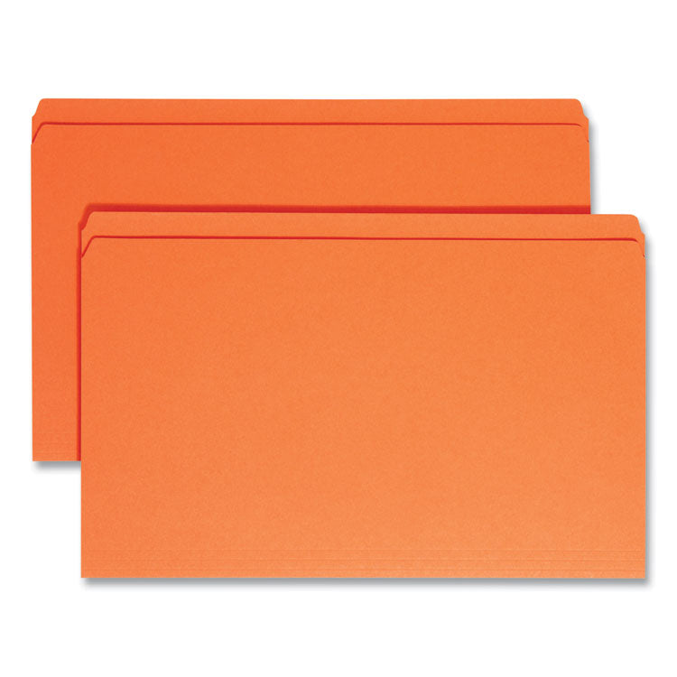 Reinforced Top Tab Colored File Folders, Straight Tabs, Legal Size, 0.75" Expansion, Orange, 100/Box