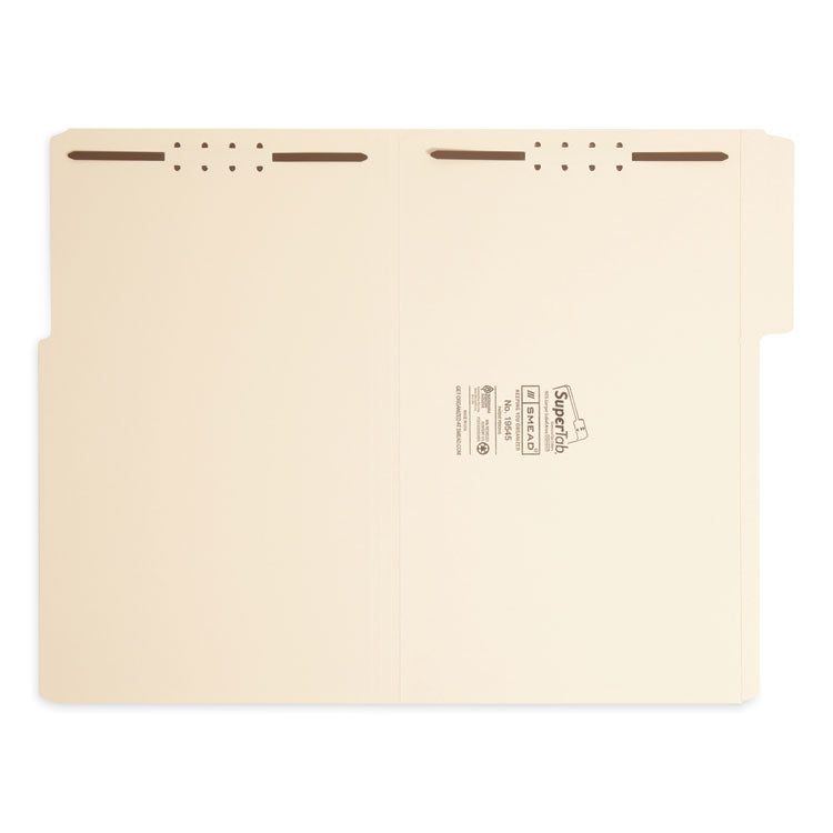 SuperTab Reinforced Guide Height Fastener Folders, 14-pt Manila, 0.75" Expansion, 2 Fasteners, Legal Size, Manila, 50/Box