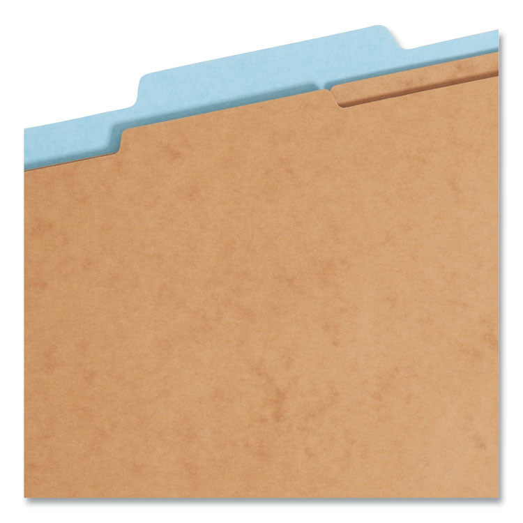 FasTab Hanging Pressboard Classification Folders, 2 Dividers, Legal Size, Blue
