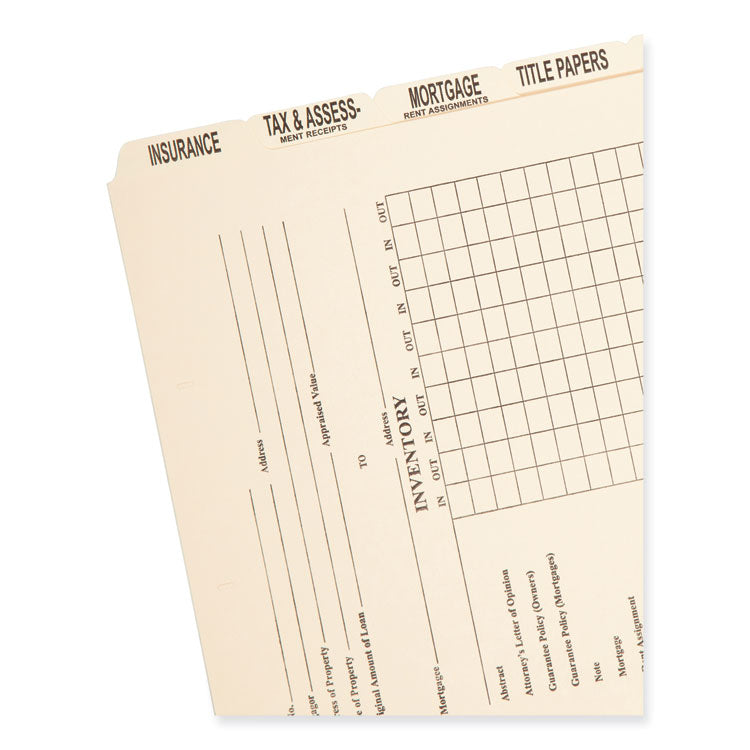 Replacement Pressboard Mortgage File Dividers, Punched for K-Style Fasteners, Legal Size, Manila, 8 Dividers/Set, 12 Sets/Box