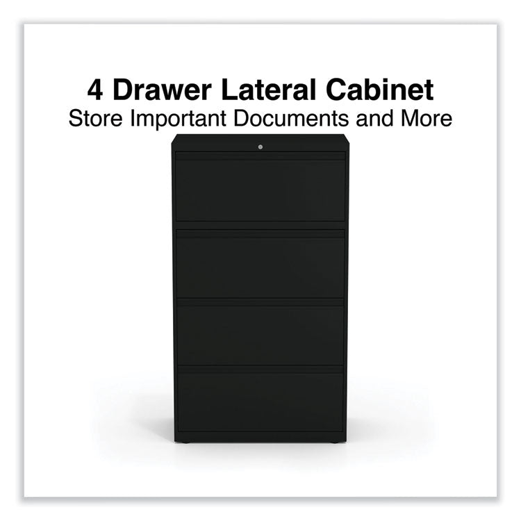Lateral File, 4 Legal/Letter-Size File Drawers, Black, 30" x 18.63" x 52.5"