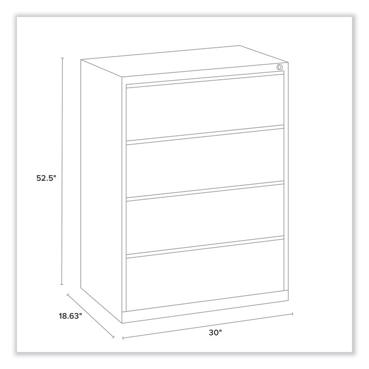 Lateral File, 4 Legal/Letter-Size File Drawers, Black, 30" x 18.63" x 52.5"