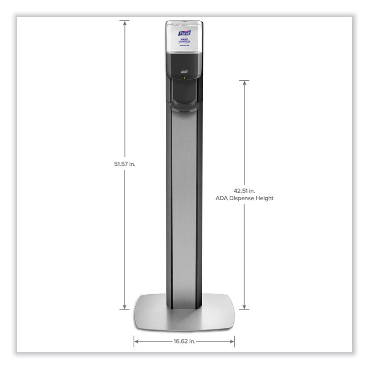 Messenger Es6 Graphite Panel Floor Stand With Dispenser, 1,200 Ml, 16.75 X 6 X 40, Graphite/silver
