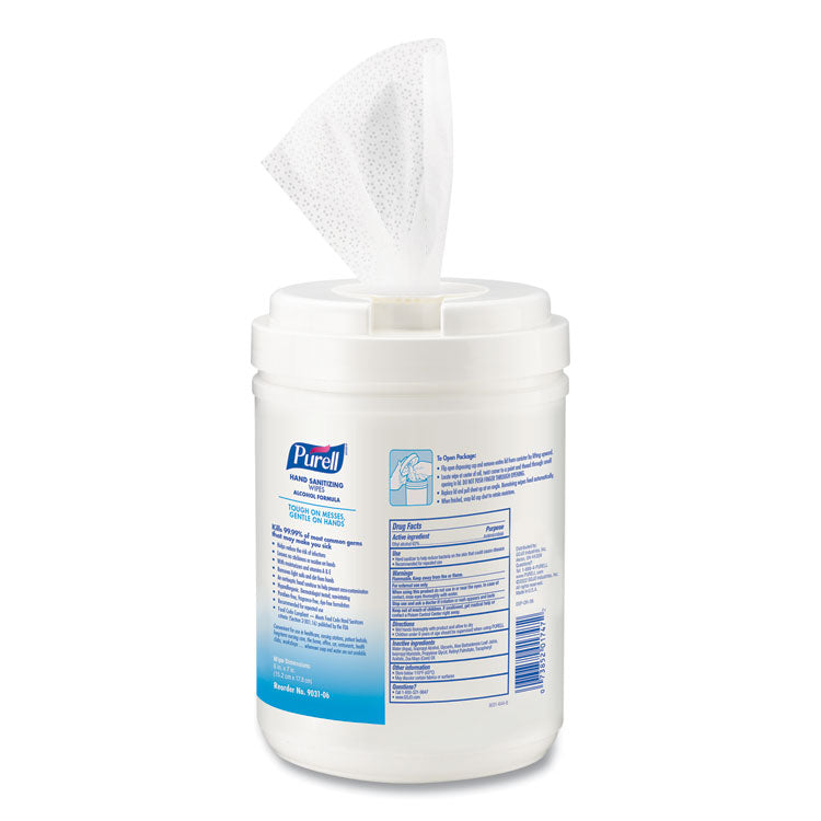 Hand Sanitizing Wipes Alcohol Formula, 6 x 7, Unscented, White, 175/Canister, 6 Canisters/Carton