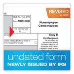 1099-NEC + 1096 Tax Form Bundle, Inkjet/Laser, Fiscal Year: 2023, 5-Part, 8.5 x 3.67, 3 Forms/Sheet, 24 Forms Total