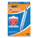 PrevaGuard Round Stic Ballpoint Pen, Stick, Medium 1 mm, Blue Ink, Translucent Blue Barrel, 60/Pack
