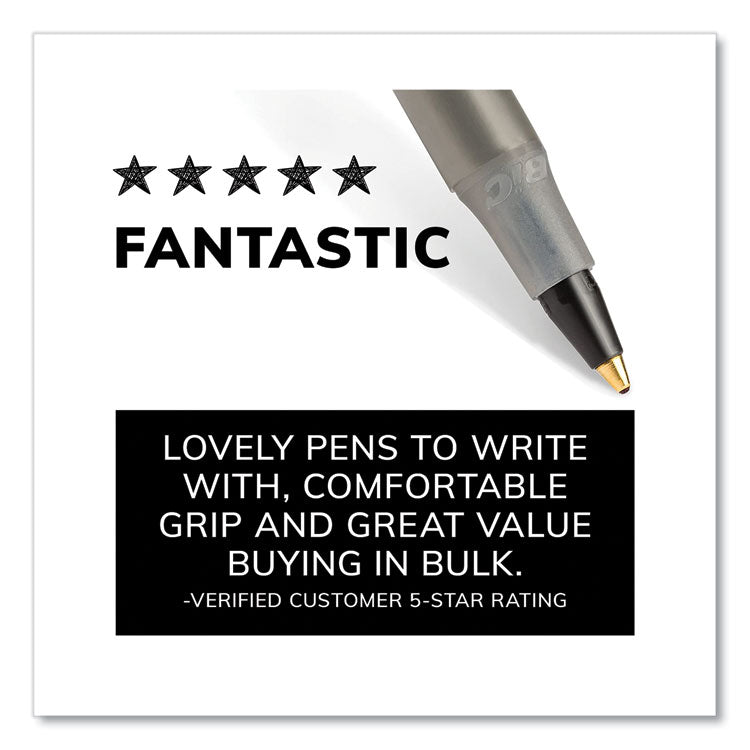 Round Stic Xtra Life Ballpoint Pen, Stick, Medium 1 mm, Black Ink, Translucent Black Barrel, 144/Pack