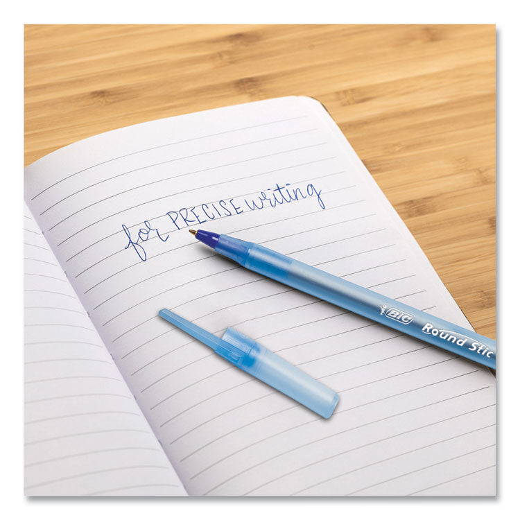Round Stic Xtra Life Ballpoint Pen, Stick, Medium 1 mm, Blue Ink, Translucent Blue Barrel, 144/Pack