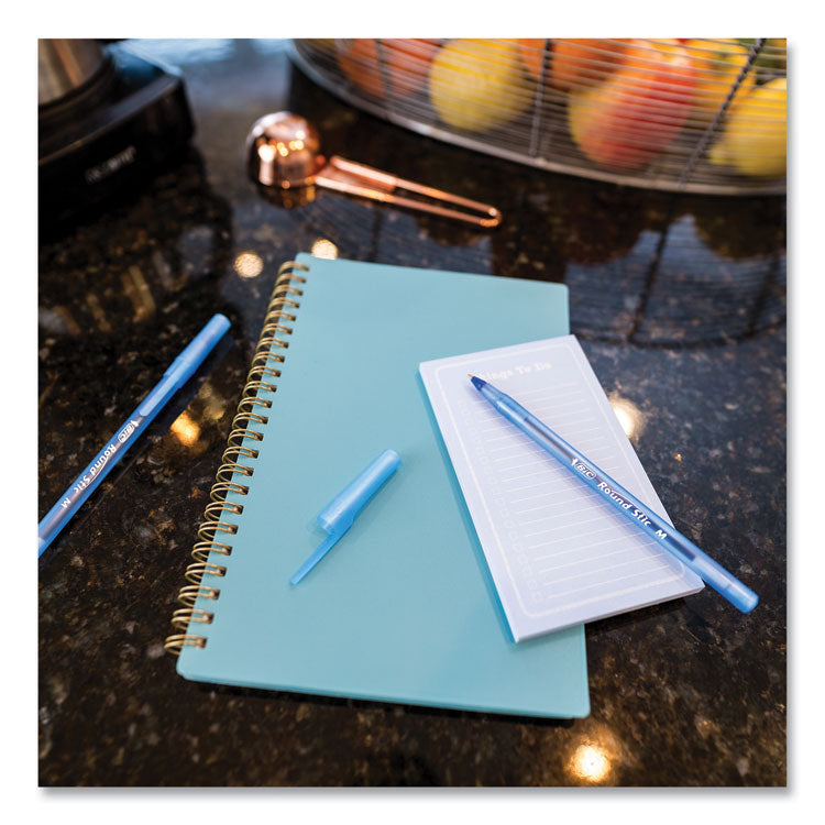 Round Stic Xtra Life Ballpoint Pen, Stick, Medium 1 mm, Blue Ink, Translucent Blue Barrel, 144/Pack