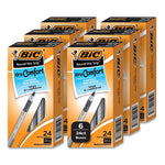 Round Stic Grip Xtra Comfort Ballpoint Pen, Stick, Medium 1 mm, Black Ink, Gray/Black Barrel, 144/Pack