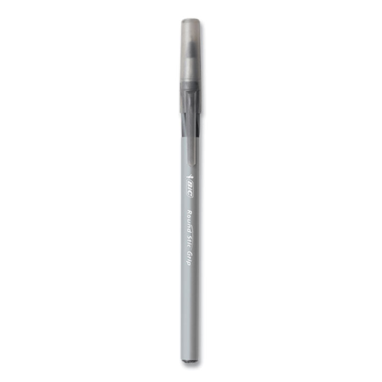 Round Stic Grip Xtra Comfort Ballpoint Pen, Stick, Medium 1 mm, Black Ink, Gray/Black Barrel, 144/Pack