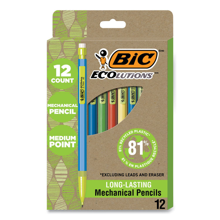 ReVolution Mechanical Pencil, 0.7 mm, HB (#2), Black Lead, Assorted Barrel Colors, 12/Pack