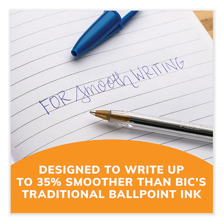 Cristal Xtra Smooth Ballpoint Pen, Stick, Medium 1 mm, Blue Ink, Clear Barrel, 144/Pack