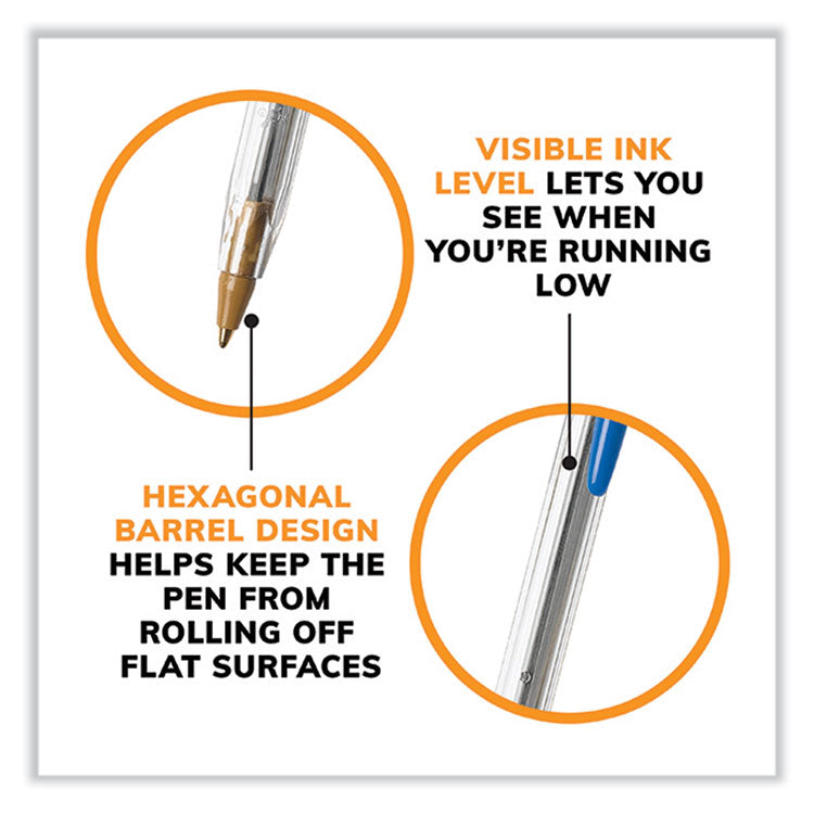 Cristal Xtra Smooth Ballpoint Pen, Stick, Medium 1 mm, Blue Ink, Clear Barrel, 144/Pack