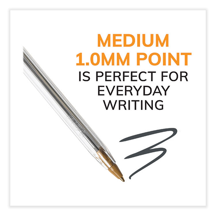 Cristal Xtra Smooth Ballpoint Pen, Stick, Medium 1 mm, Black Ink, Clear Barrel, 500/Pack