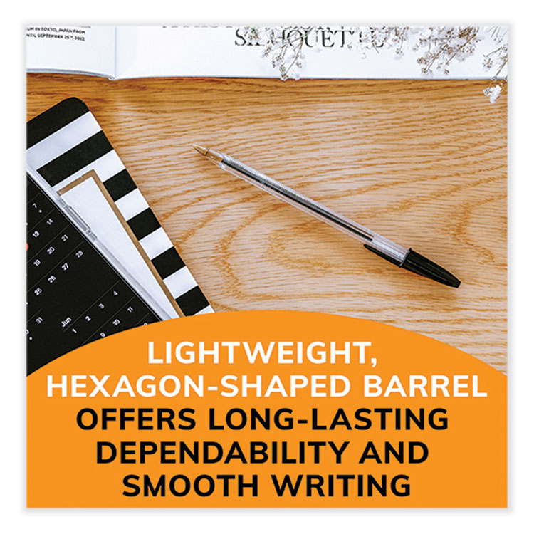 Cristal Xtra Smooth Ballpoint Pen, Stick, Medium 1 mm, Black Ink, Clear Barrel, 500/Pack