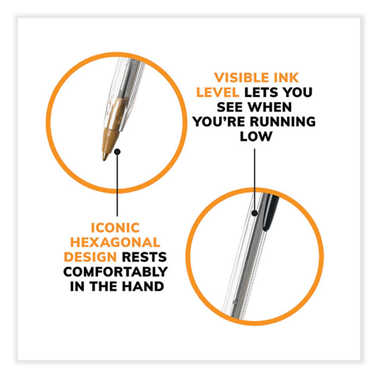 Cristal Xtra Smooth Ballpoint Pen, Stick, Medium 1 mm, Black Ink, Clear Barrel, 500/Pack