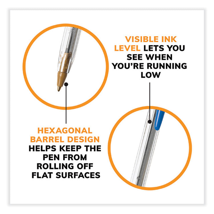 Cristal Xtra Smooth Ballpoint Pen, Stick, Medium 1 mm, Blue Ink, Clear Barrel, 500/Pack