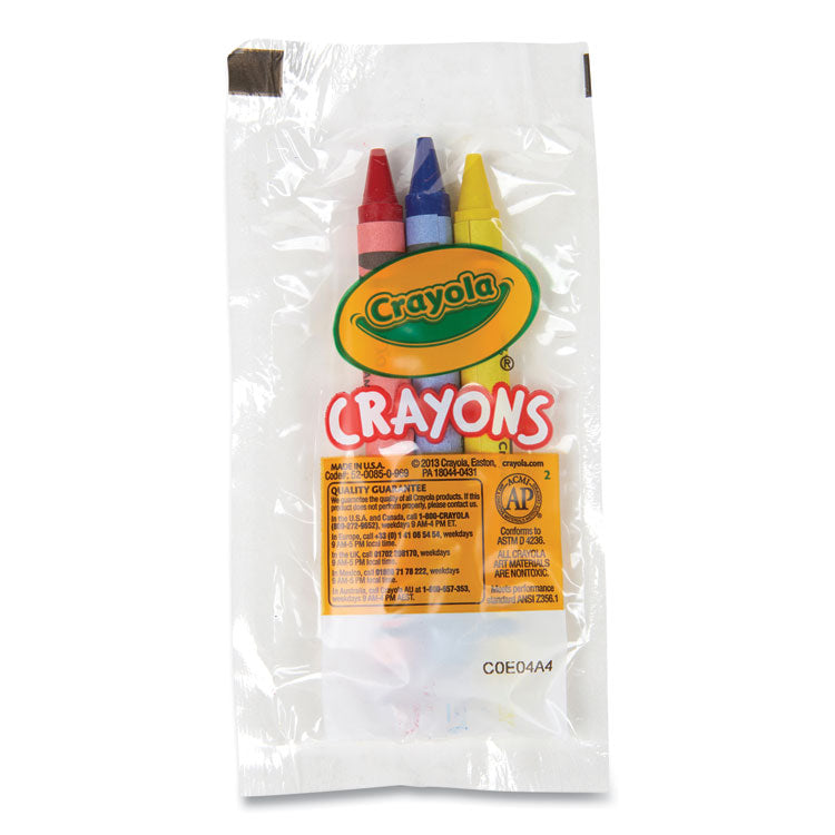 Washable Crayons, Blue, Red, Yellow 3/Pack, 360 Packs/Carton