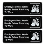 Indoor/Outdoor Restroom with Braille Text, 6" x 9", Black Face, White Graphics, 3/Pack