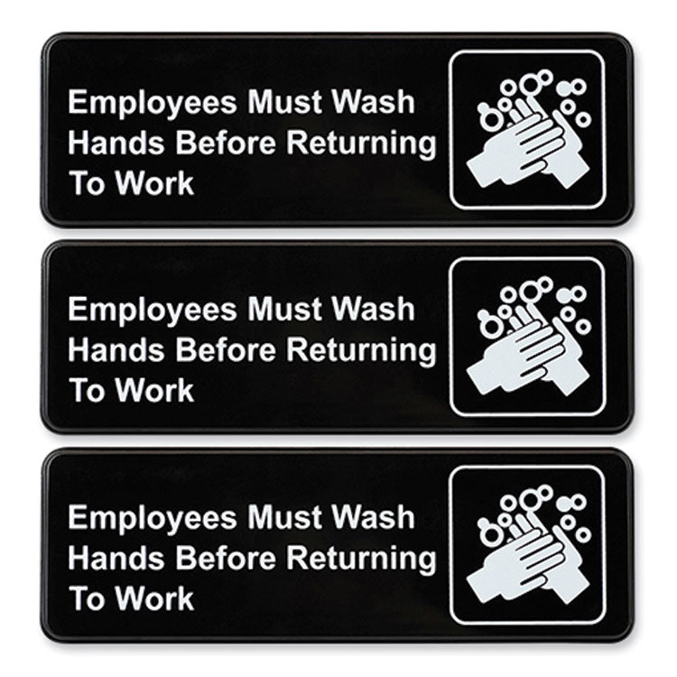 Indoor/Outdoor Restroom with Braille Text, 6" x 9", Black Face, White Graphics, 3/Pack