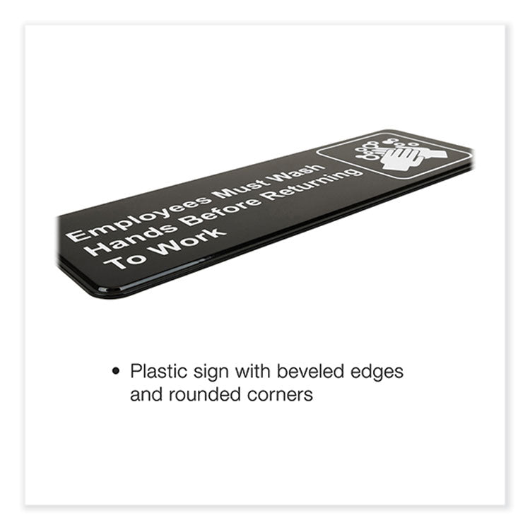 Indoor/Outdoor Restroom with Braille Text, 6" x 9", Black Face, White Graphics, 3/Pack