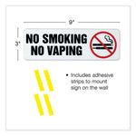 No Smoking No Vaping Indoor/Outdoor Wall Sign, 9" x 3", Black Face, Black/Red Graphics, 4/Pack
