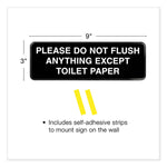 Please Do Not Flush Indoor/Outdoor Wall Sign, 9" x 3", Black Face, White Graphics, 3/Pack