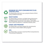 Eco Blend Max Can Liners, 23 gal, 0.8 mil, 28" x 45", Green, 25 Bags/Roll, 10 Rolls/Carton