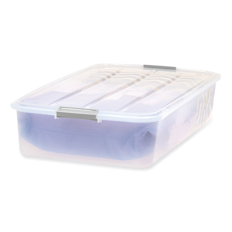 50 Qt. Latch Lid Underbed Storage Box, 17.75" x 32.5" x 6.5", Clear