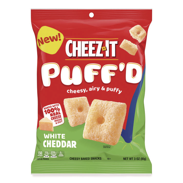 Puff'd Crackers, White Cheddar, 3 oz Bag, 6/Carton
