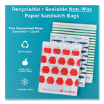 Peel and Seal Sandwich Bag with Closure Strip, 6.3" x 2" x 7.9", Blue Sharks/White, 50/Box