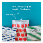 Peel and Seal Sandwich Bag with Closure Strip, 6.3" x 2" x 7.9", Blue Sharks/White, 50/Box