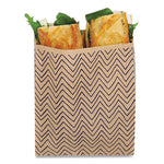 XL Sandwich Bag with Resealable Stickers, 7.1" x 2" x 9.1", Black Stripes/Natural Kraft, 50/Box