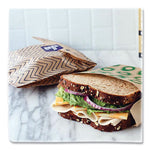 XL Sandwich Bag with Resealable Stickers, 7.1" x 2" x 9.1", Black Stripes/Natural Kraft, 50/Box