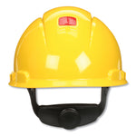 SecureFit Hard Hat with Uvicator, Four-Point Ratchet Suspension, Yellow