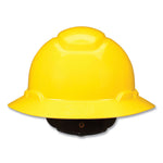 SecureFit Full Brim Hard Hat with Uvicator, Four-Point Ratchet Suspension, Yellow