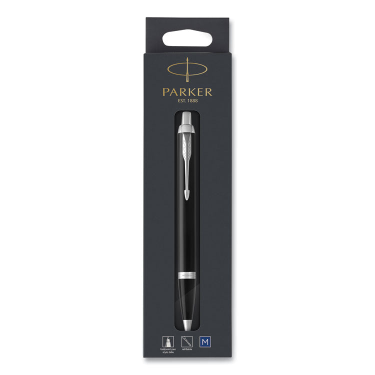IM Ballpoint Pen, Retractable, Medium 0.7 mm, Blue Ink, Black/Chrome Barrel