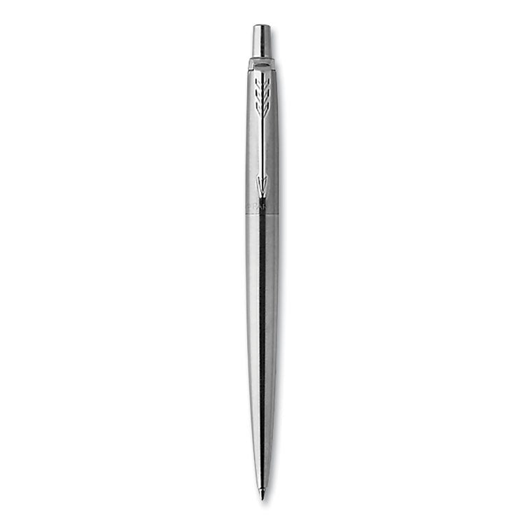 Jotter Gel Pen, Retractable, Medium 0.7 mm, Black Ink, Stainless Steel Barrel