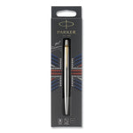 Jotter Rollerball Pen, Retractable, Medium 0.7 mm, Black Ink, Stainless Steel Barrel