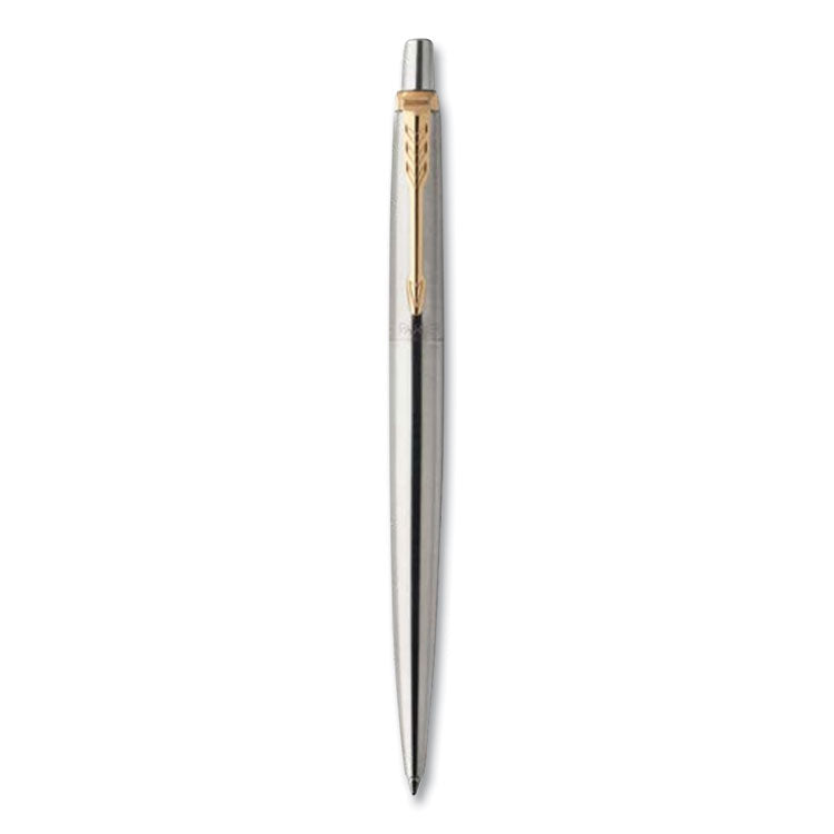 Jotter Rollerball Pen, Retractable, Medium 0.7 mm, Black Ink, Stainless Steel Barrel