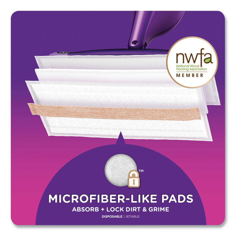 WetJet System Wood Mopping Pad, 5.4 x 11.3, White, 20/Pack