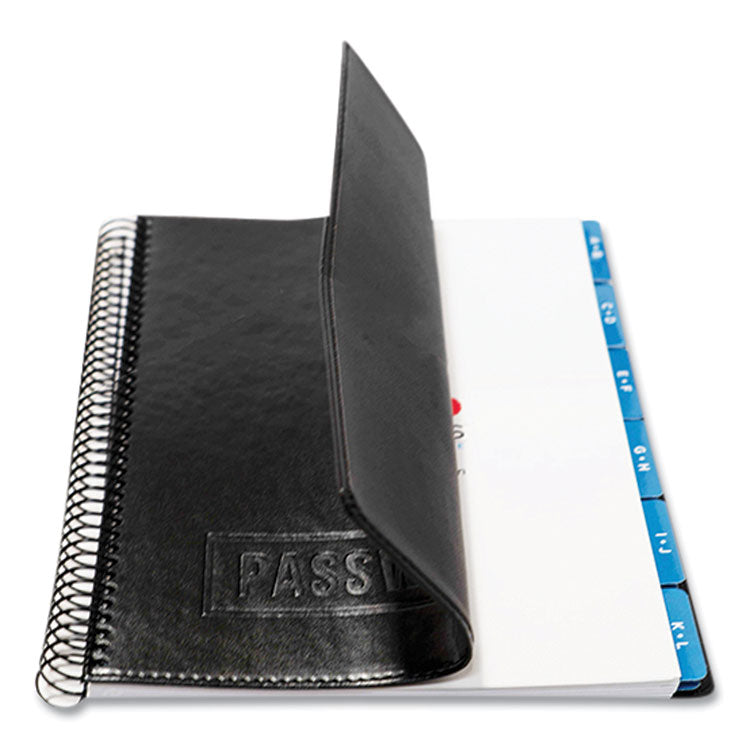 Executive Format Password Log Book, User-Name/Password Format, Black Cover, (72) 10 x 7.6 Sheets