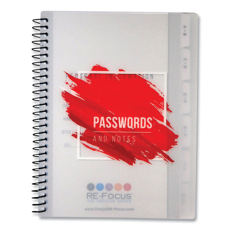 Pocket-Size Password Log Book, User-Name/Password Format, White/Red Cover, (60) 7 x 5.5 Sheets