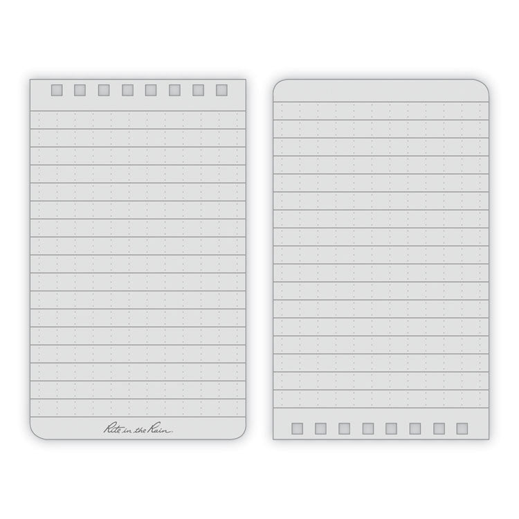 All-Weather Wire-O Notepad, Universal: Narrow Rule and Quadrille Rule, Black Cover, 50 White 4 x 6 Sheets