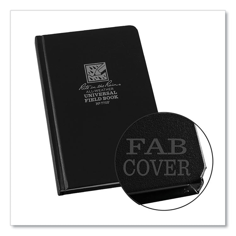 All-Weather Wire-O Notebook, 1-Subject, Universal: Narrow Rule and Quadrille Rule, Black Cover, (80) 7.25 x 4.38 Sheets