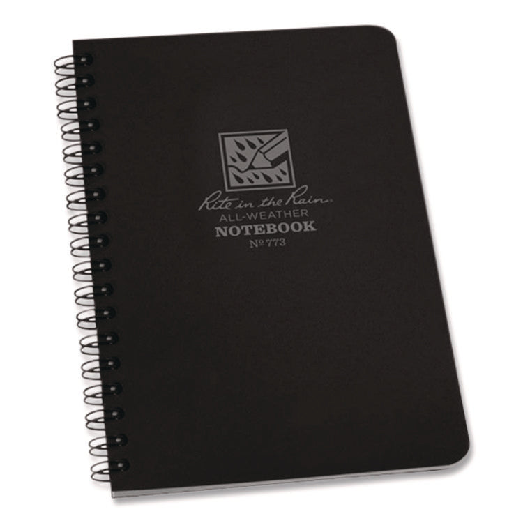 All-Weather Wire-O Notebook, 1-Subject, Universal: Narrow Rule and Quadrille Rule, Black Cover, (32) 7 x 4.63 Sheets
