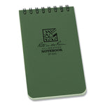All-Weather Wire-O Notepad, Universal: Narrow Rule and Quadrille Rule, Dark Green Cover, 50 White 3 x 5 Sheets