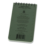 All-Weather Wire-O Notepad, Universal: Narrow Rule and Quadrille Rule, Dark Green Cover, 50 White 3 x 5 Sheets